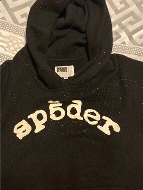 Black spider hoodie with rhinestone and tags size m